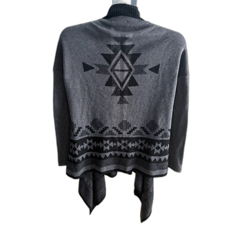 Bajee Collection Women's M/L Aztec Western Open Cardigan Black Grey Cozy